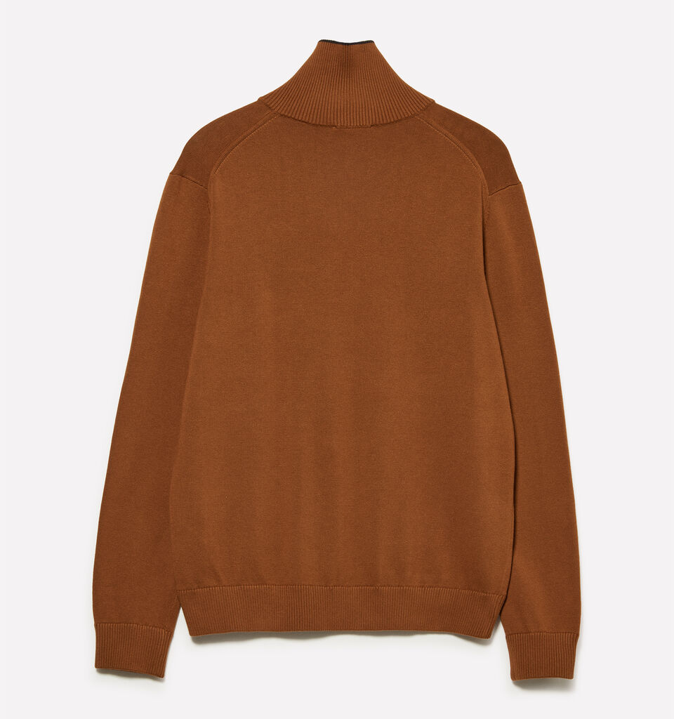 Camel sweater with zipper - men's high neck sweaters - Camel | Sisley image number 2